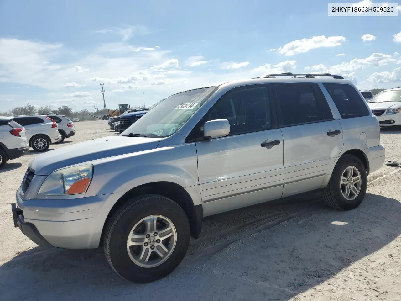 2003 Honda Pilot Exl VIN: 2HKYF18663H509520 Lot: 75184614