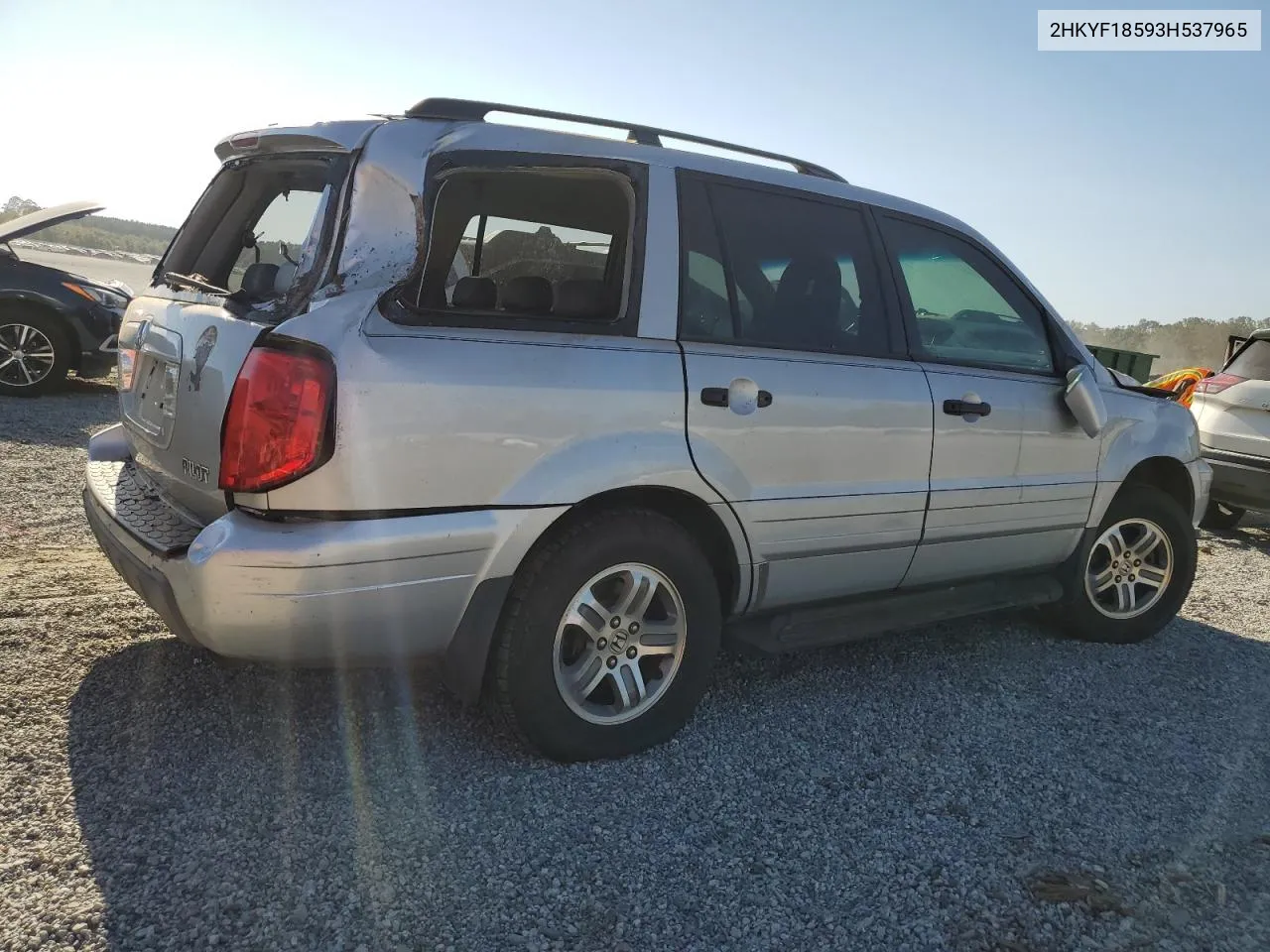 2003 Honda Pilot Exl VIN: 2HKYF18593H537965 Lot: 76169294