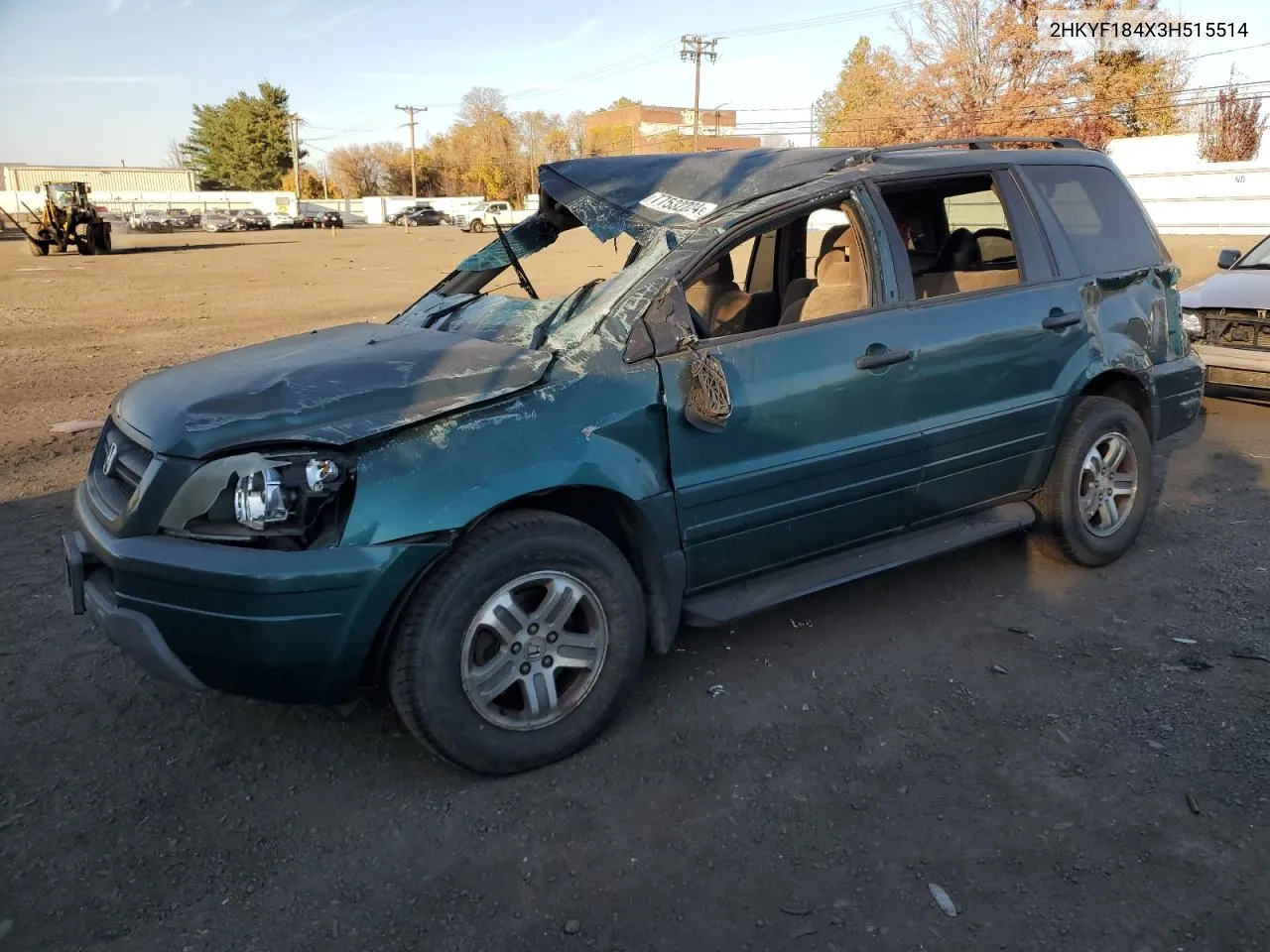 2003 Honda Pilot Ex VIN: 2HKYF184X3H515514 Lot: 77532224