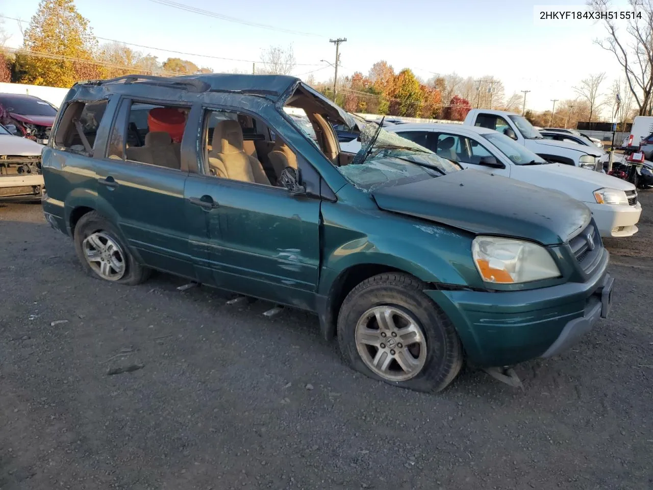 2003 Honda Pilot Ex VIN: 2HKYF184X3H515514 Lot: 77532224