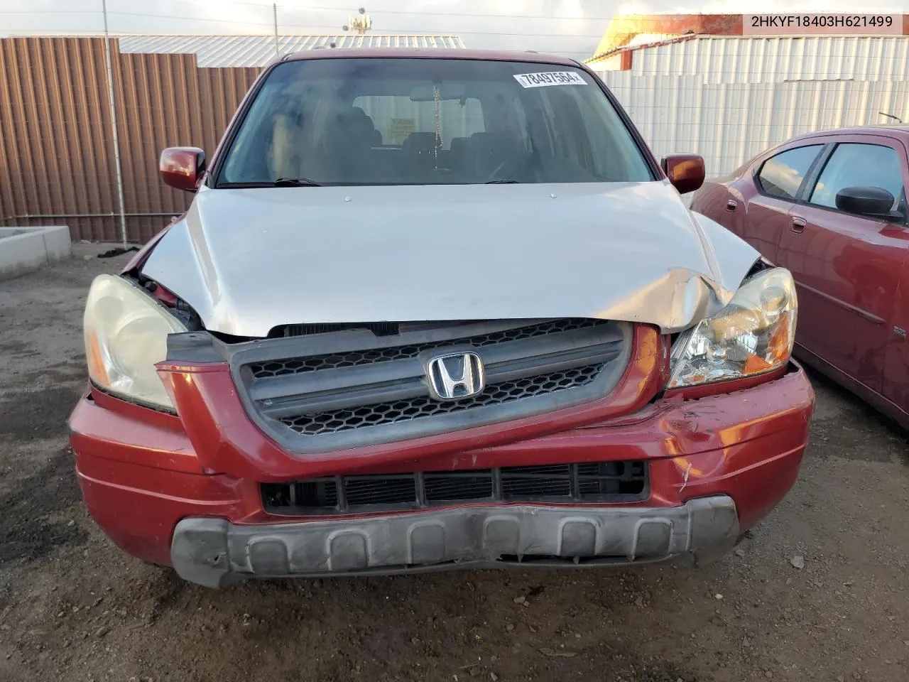 2003 Honda Pilot Ex VIN: 2HKYF18403H621499 Lot: 78497564