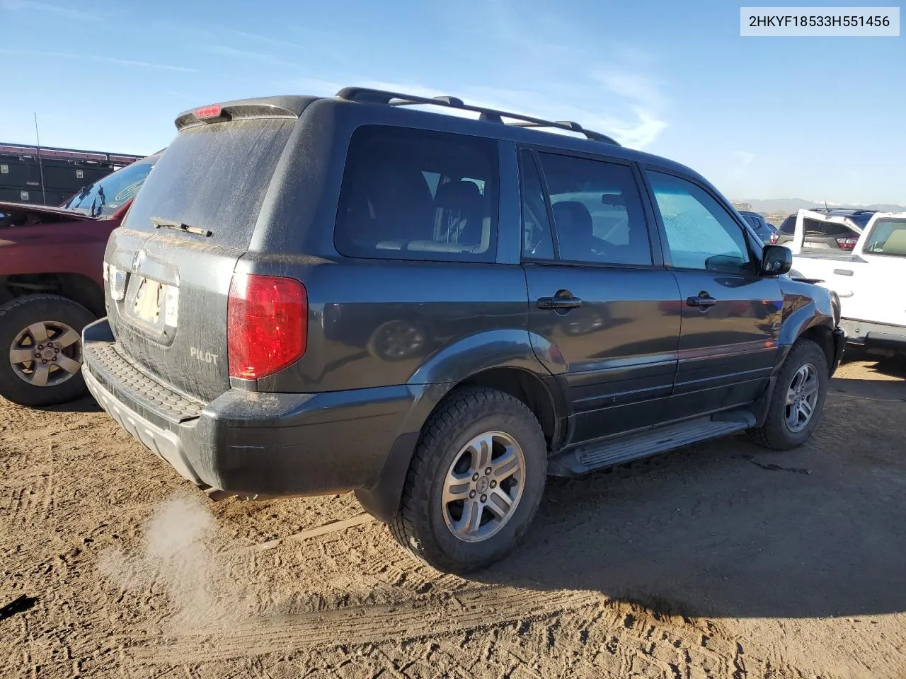 2003 Honda Pilot Exl VIN: 2HKYF18533H551456 Lot: 78746174