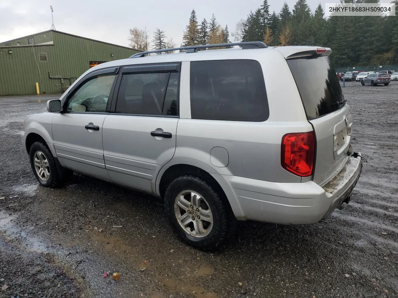 2003 Honda Pilot Exl VIN: 2HKYF18683H509034 Lot: 79061974