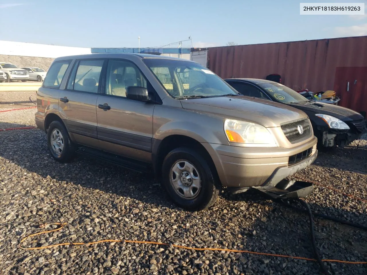 2003 Honda Pilot Lx VIN: 2HKYF18183H619263 Lot: 79768294