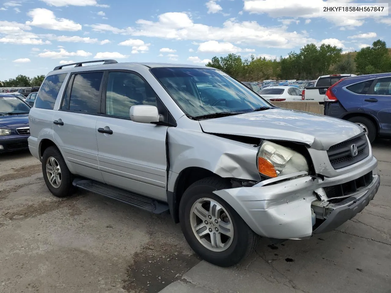 2004 Honda Pilot Exl VIN: 2HKYF18584H567847 Lot: 70194764