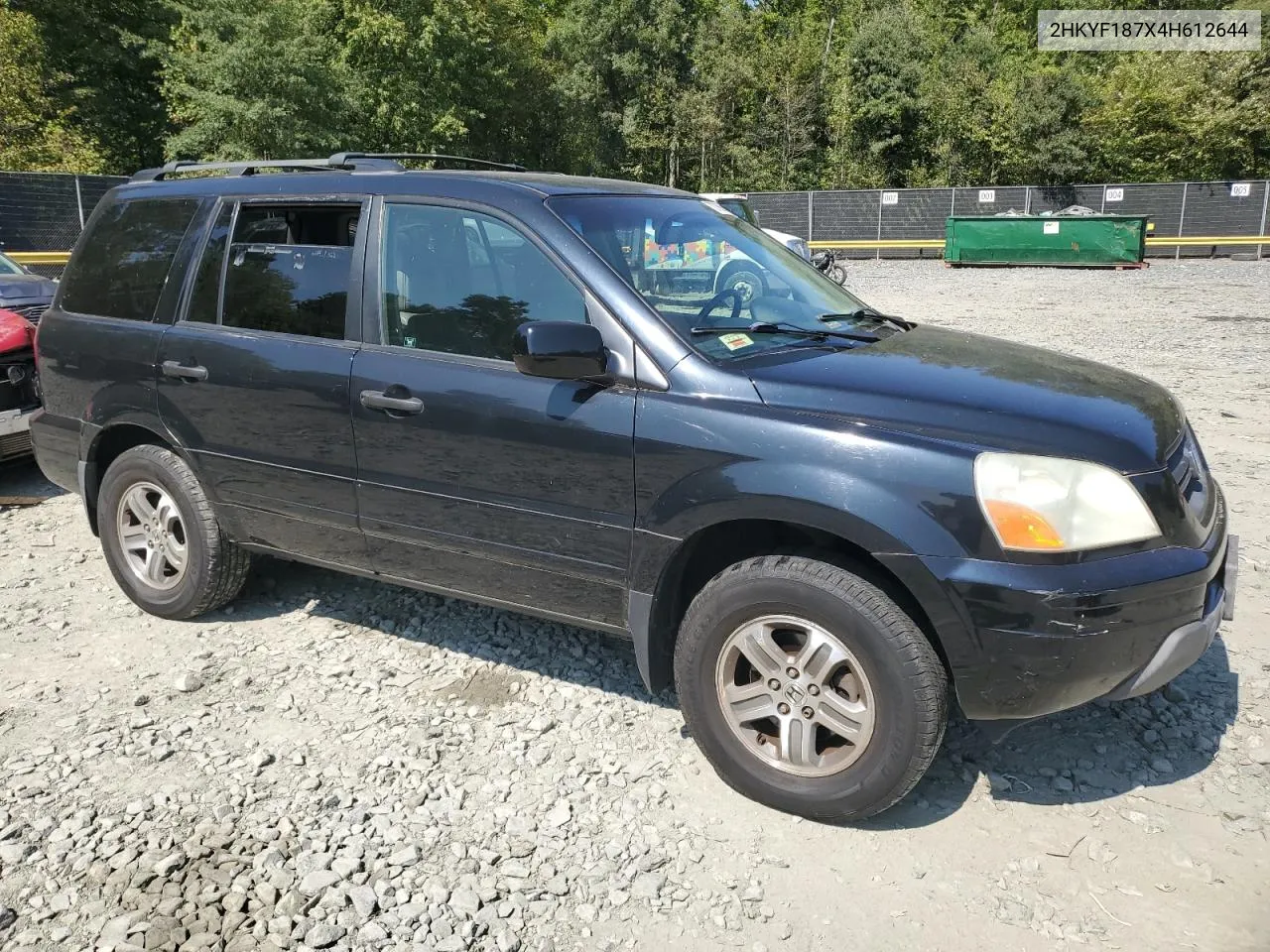 2004 Honda Pilot Exl VIN: 2HKYF187X4H612644 Lot: 70786664