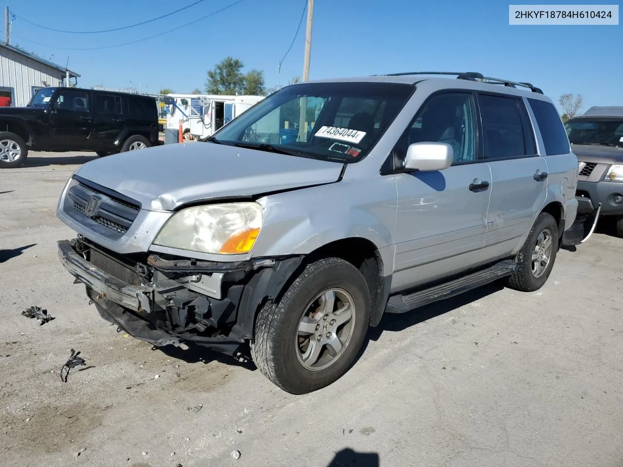 2004 Honda Pilot Exl VIN: 2HKYF18784H610424 Lot: 74364044