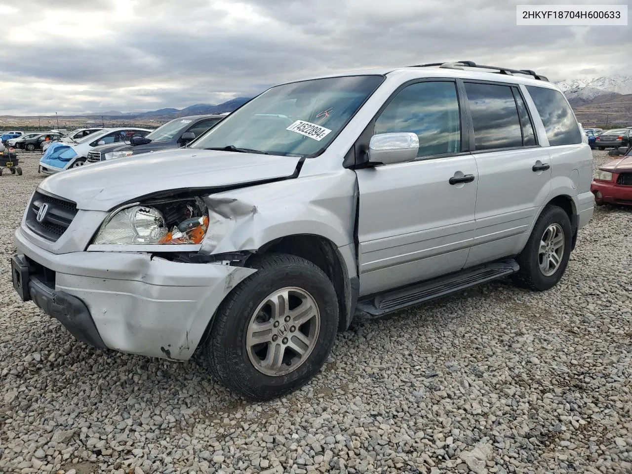 2004 Honda Pilot Exl VIN: 2HKYF18704H600633 Lot: 74522894