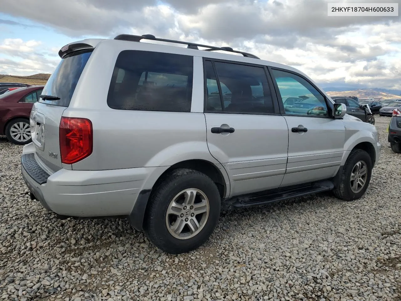 2004 Honda Pilot Exl VIN: 2HKYF18704H600633 Lot: 74522894