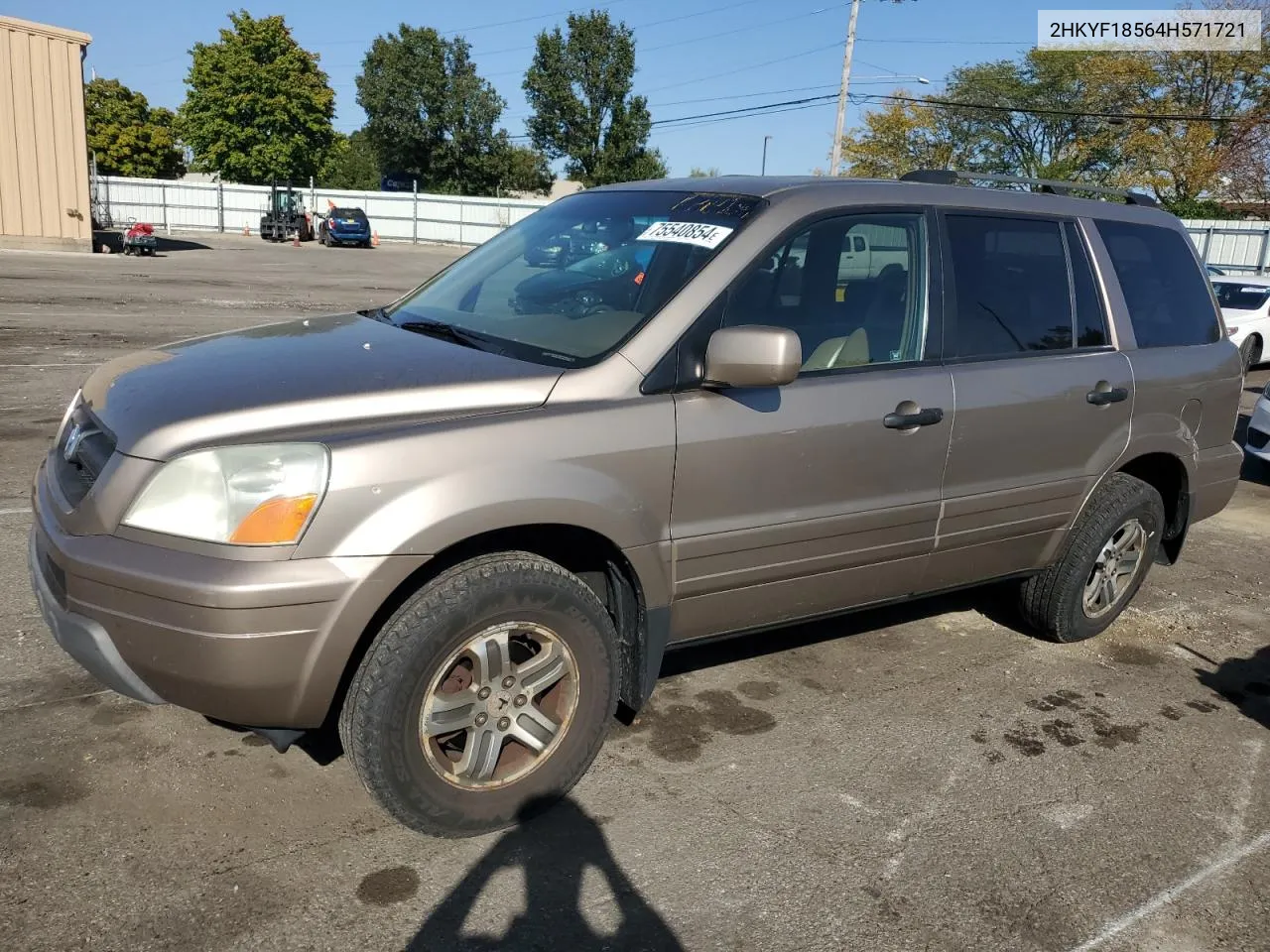 2004 Honda Pilot Exl VIN: 2HKYF18564H571721 Lot: 75540854