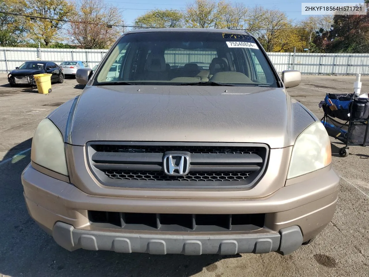 2004 Honda Pilot Exl VIN: 2HKYF18564H571721 Lot: 75540854