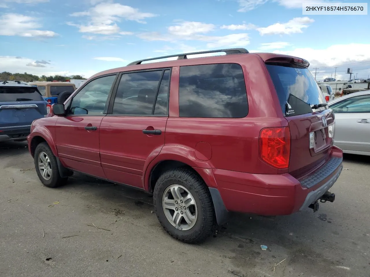 2004 Honda Pilot Exl VIN: 2HKYF18574H576670 Lot: 76397074