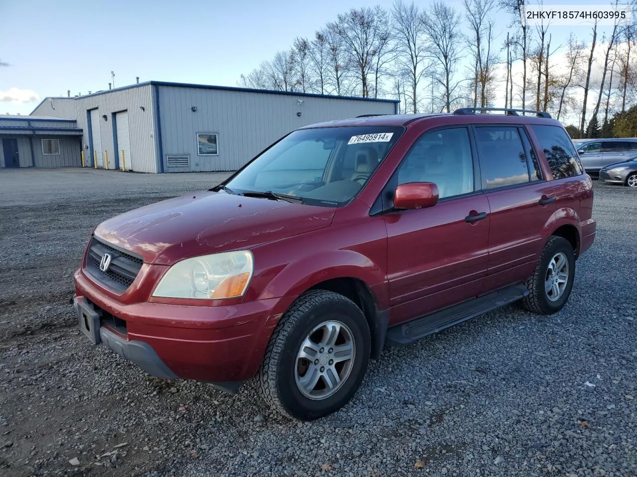 2004 Honda Pilot Exl VIN: 2HKYF18574H603995 Lot: 76495914