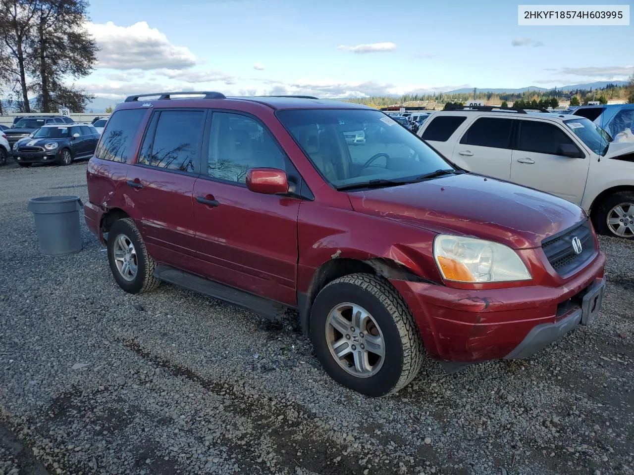 2004 Honda Pilot Exl VIN: 2HKYF18574H603995 Lot: 76495914