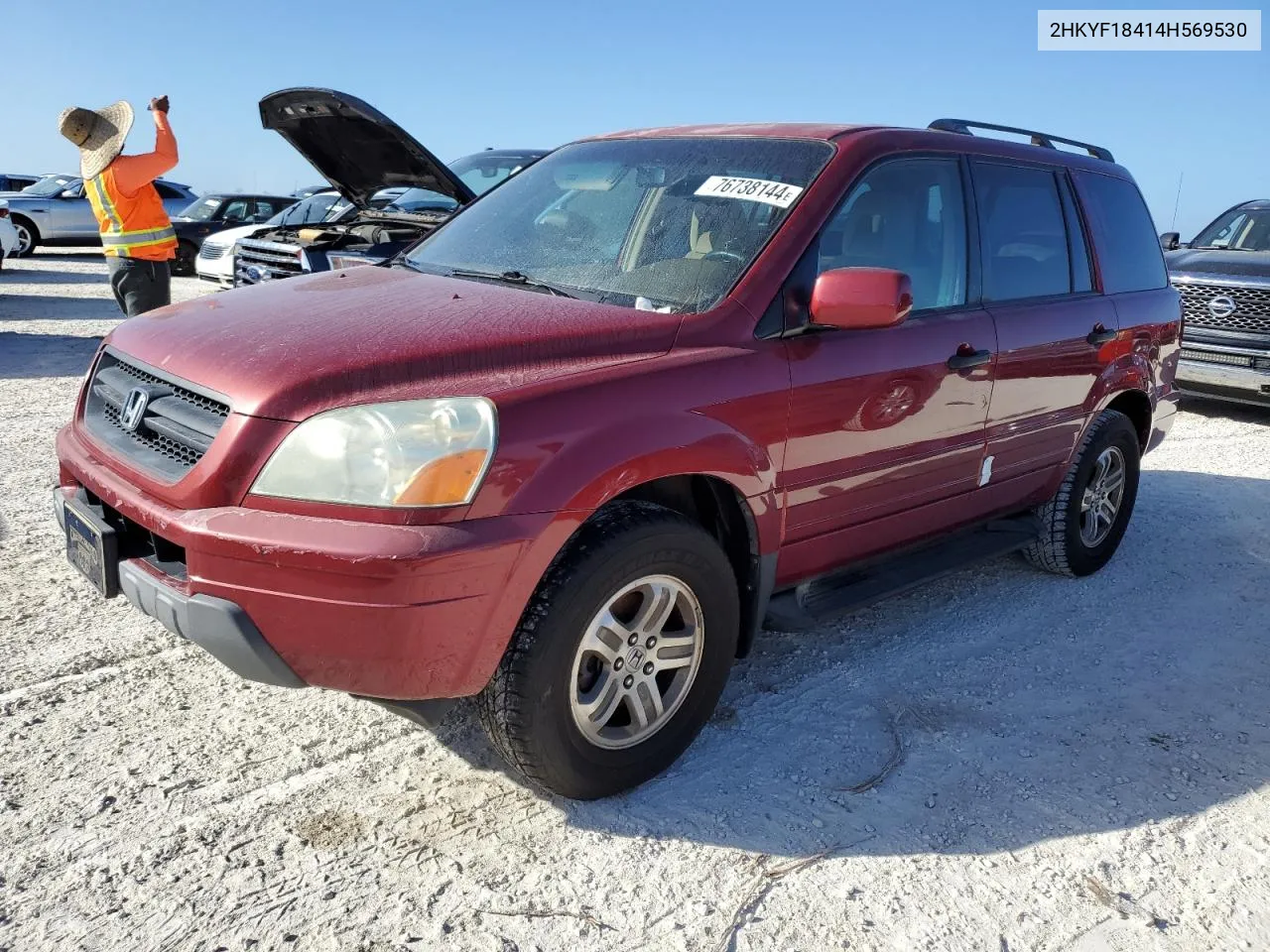 2004 Honda Pilot Ex VIN: 2HKYF18414H569530 Lot: 76738144