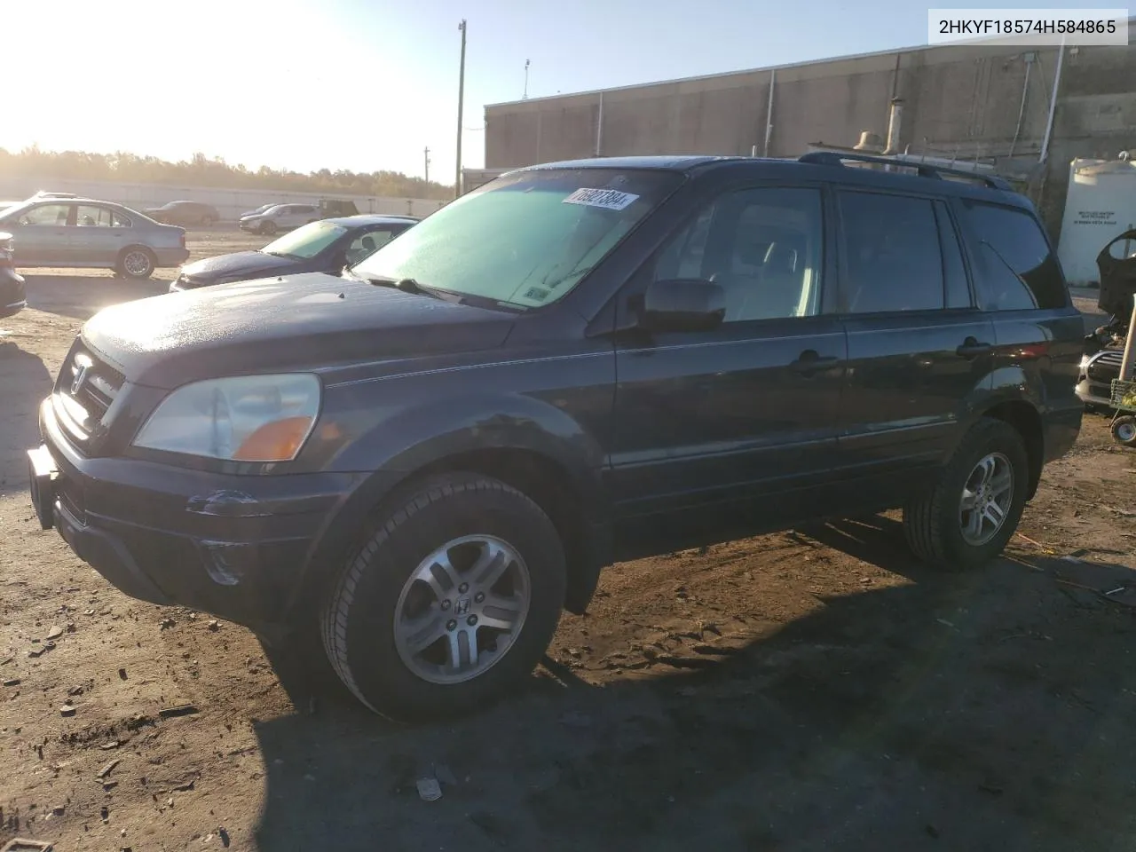 2004 Honda Pilot Exl VIN: 2HKYF18574H584865 Lot: 76927384