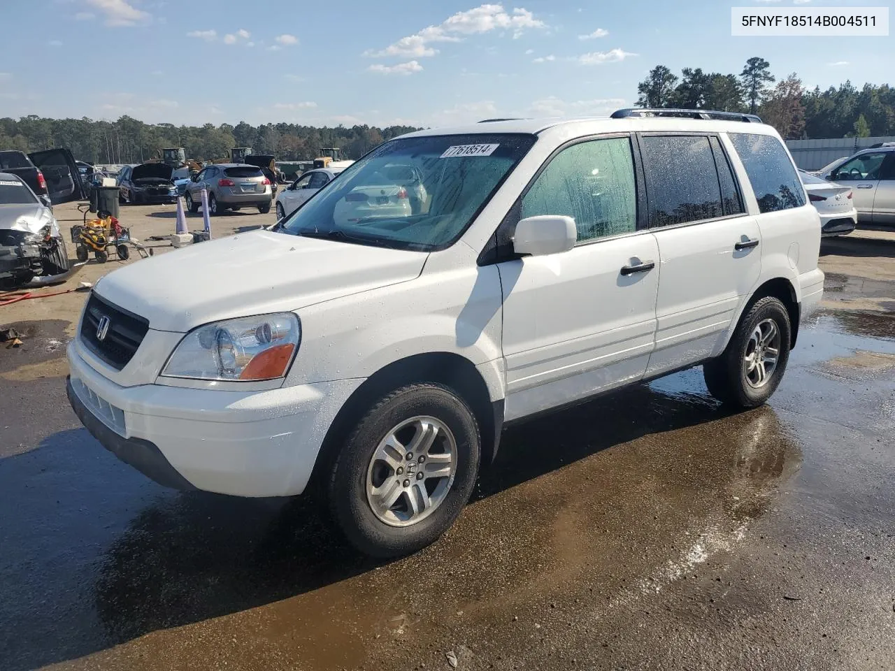 2004 Honda Pilot Exl VIN: 5FNYF18514B004511 Lot: 77618514