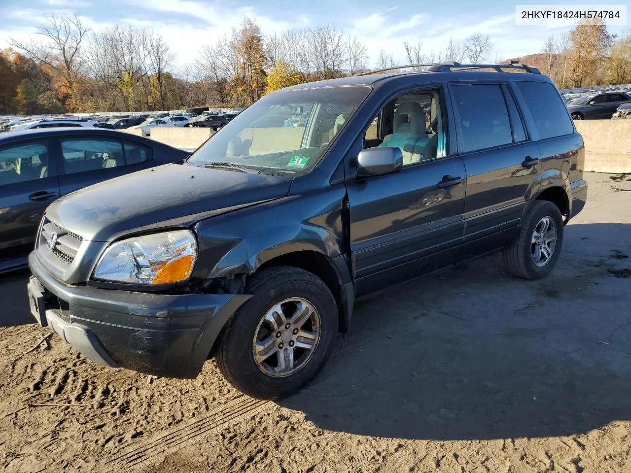 2004 Honda Pilot Ex VIN: 2HKYF18424H574784 Lot: 77736614