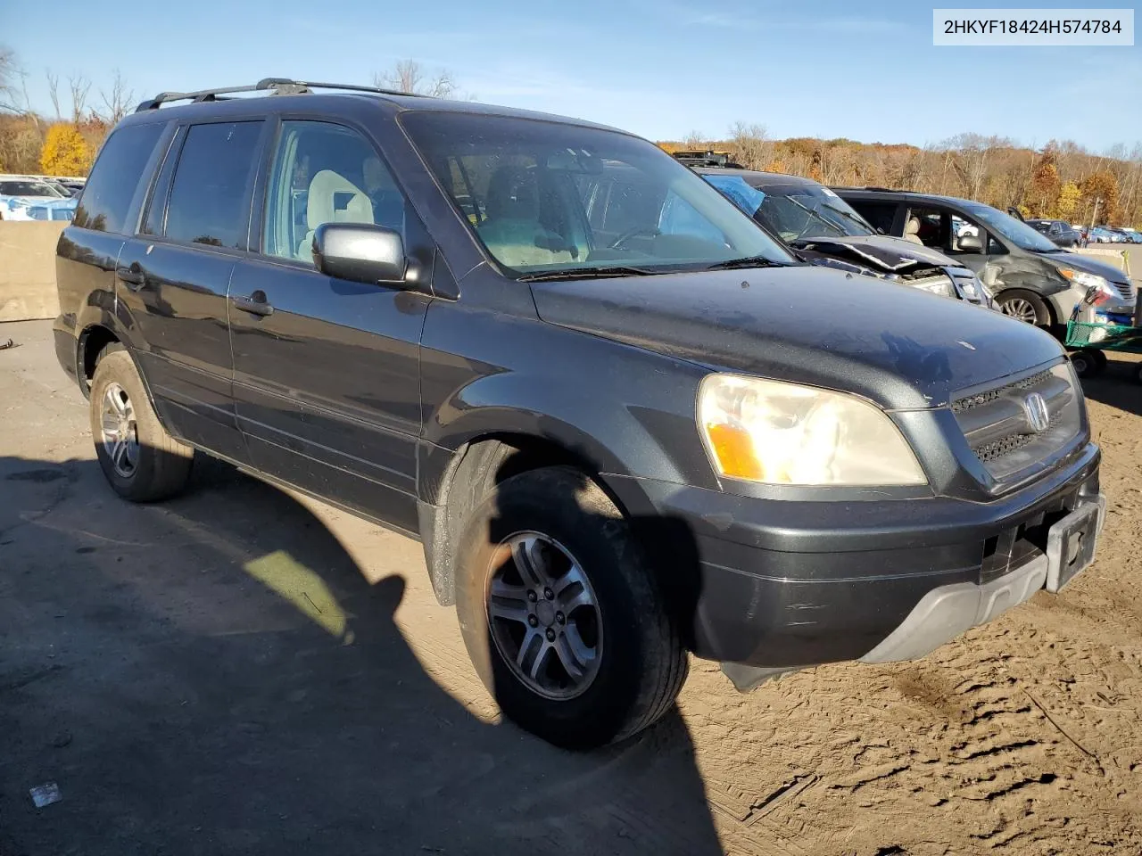 2004 Honda Pilot Ex VIN: 2HKYF18424H574784 Lot: 77736614