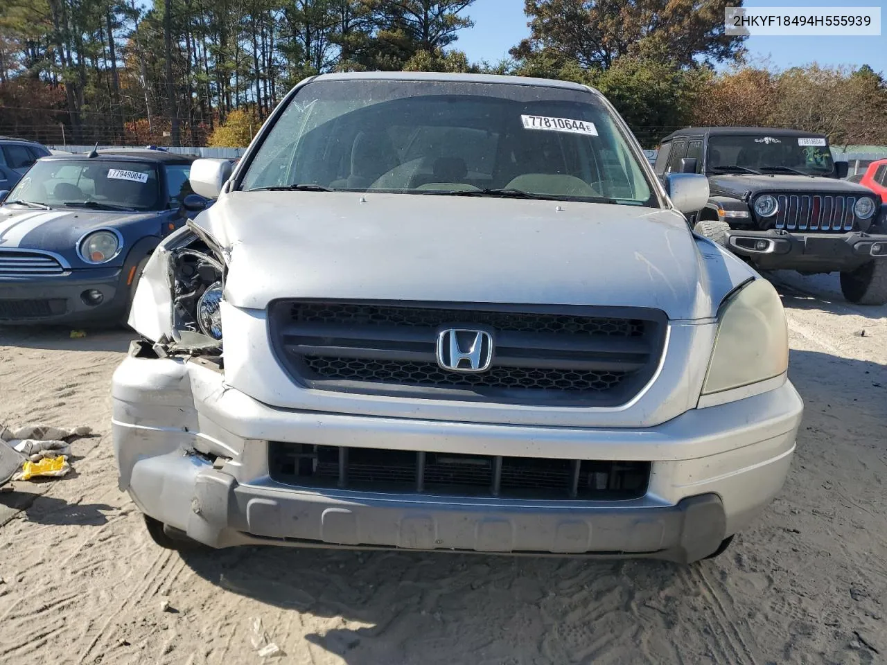 2004 Honda Pilot Ex VIN: 2HKYF18494H555939 Lot: 77810644