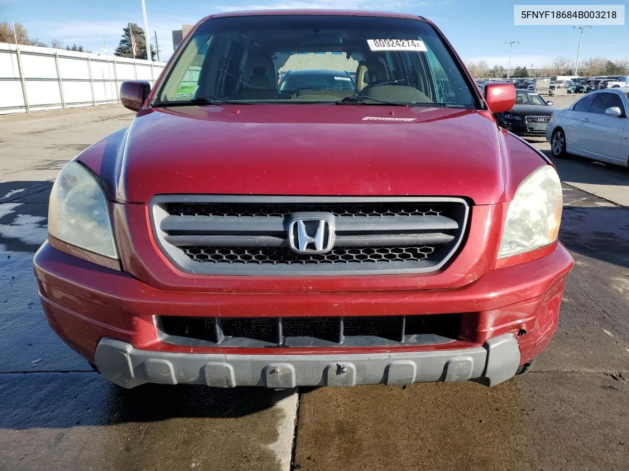 2004 Honda Pilot Exl VIN: 5FNYF18684B003218 Lot: 80924274