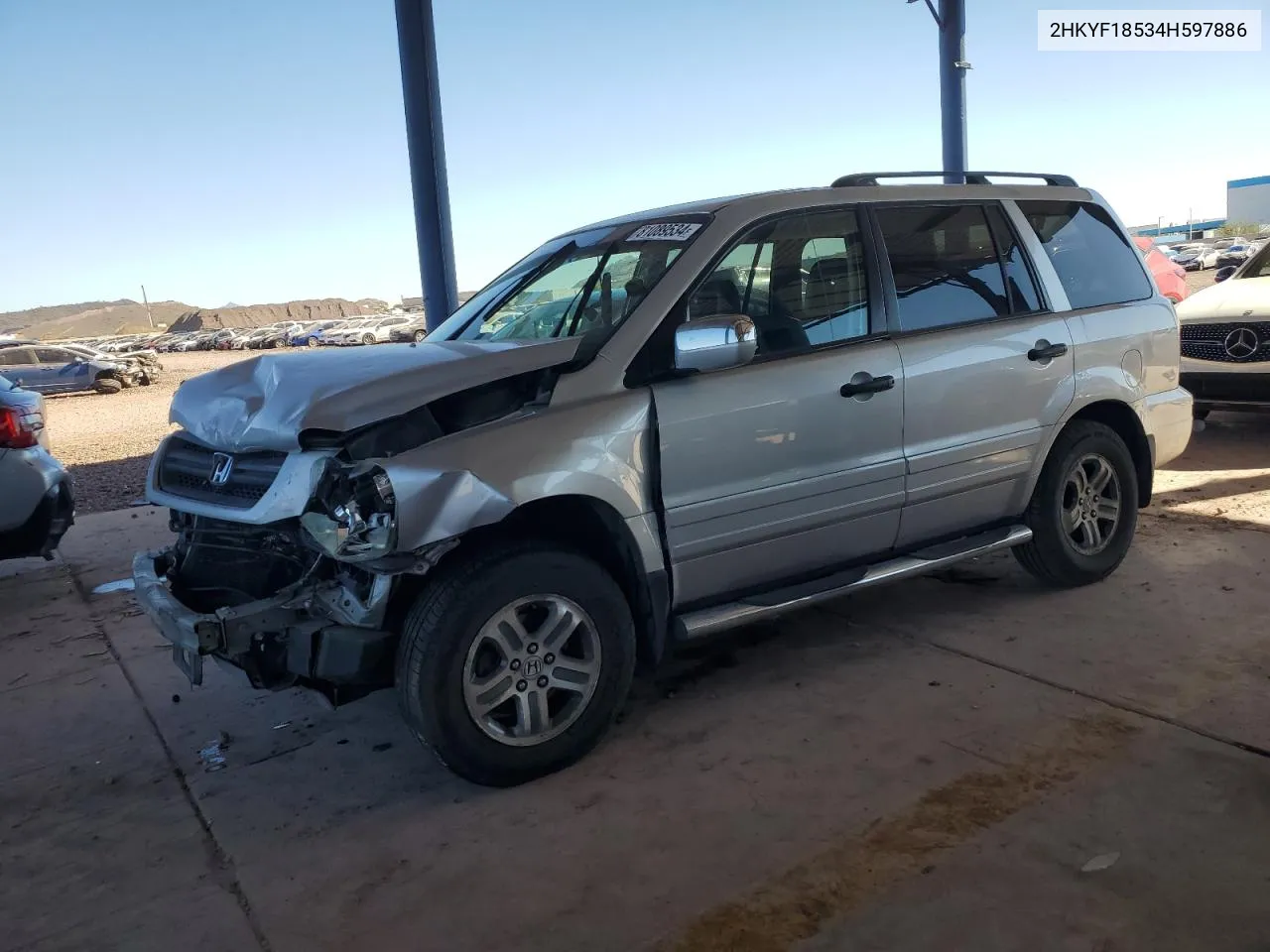 2004 Honda Pilot Exl VIN: 2HKYF18534H597886 Lot: 81089534