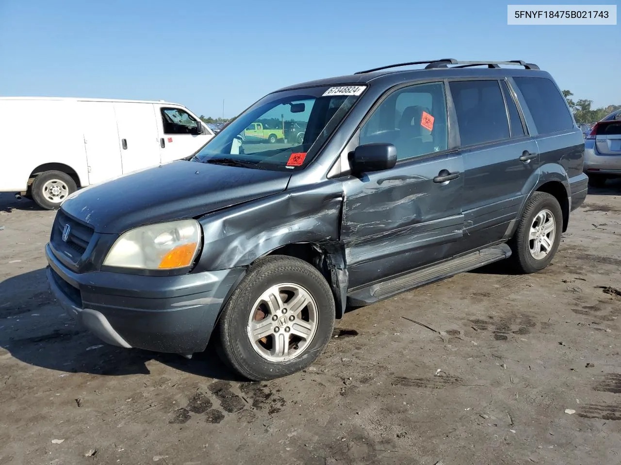 2005 Honda Pilot Ex VIN: 5FNYF18475B021743 Lot: 67348824