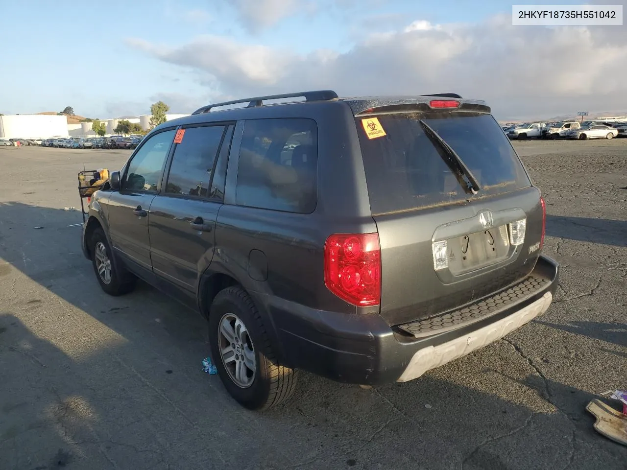 2005 Honda Pilot Exl VIN: 2HKYF18735H551042 Lot: 68436134