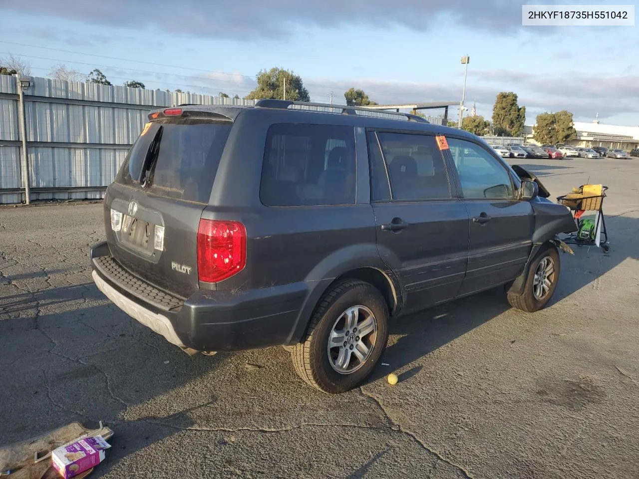 2005 Honda Pilot Exl VIN: 2HKYF18735H551042 Lot: 68436134