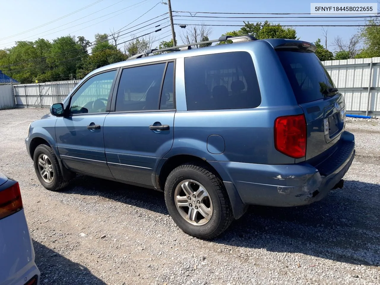 2005 Honda Pilot Ex VIN: 5FNYF18445B022655 Lot: 69587614