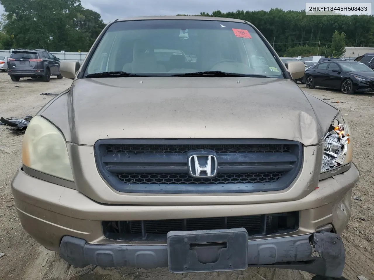 2005 Honda Pilot Ex VIN: 2HKYF18445H508433 Lot: 70582804