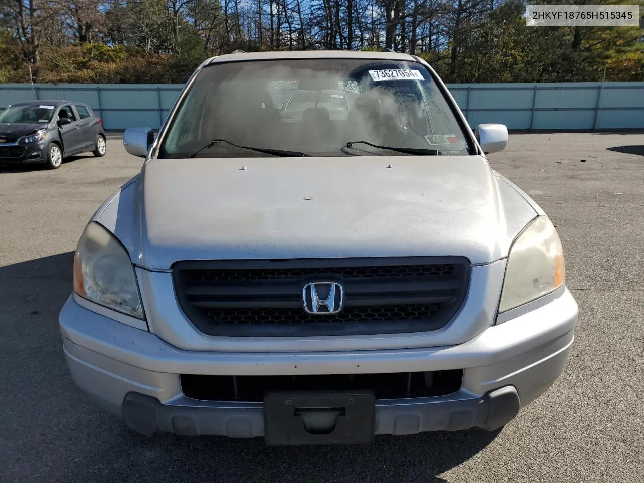 2005 Honda Pilot Exl VIN: 2HKYF18765H515345 Lot: 73627054