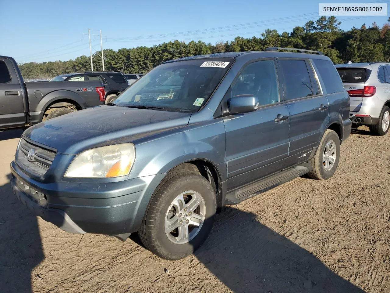 2005 Honda Pilot Exl VIN: 5FNYF18695B061002 Lot: 75236424