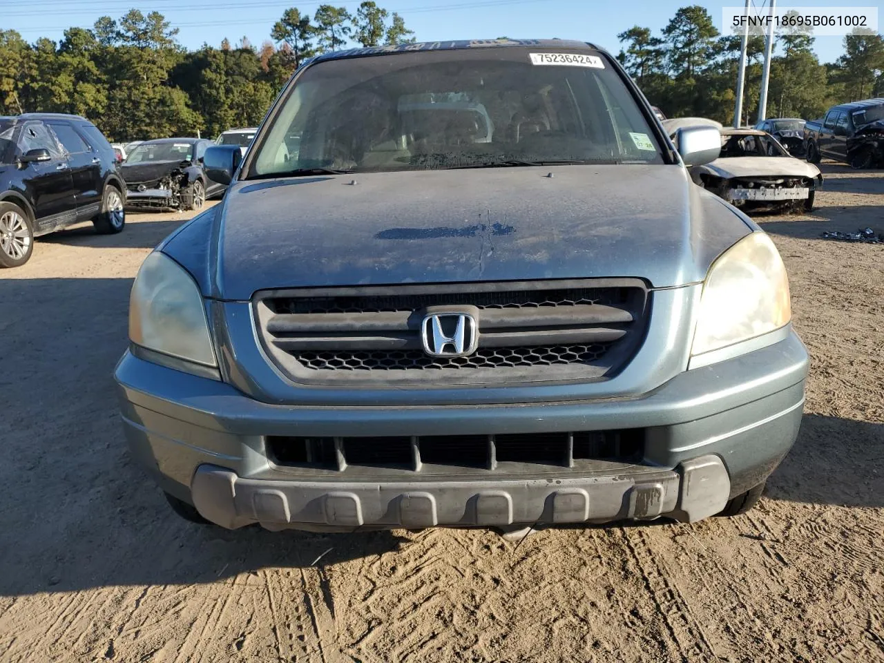 2005 Honda Pilot Exl VIN: 5FNYF18695B061002 Lot: 75236424