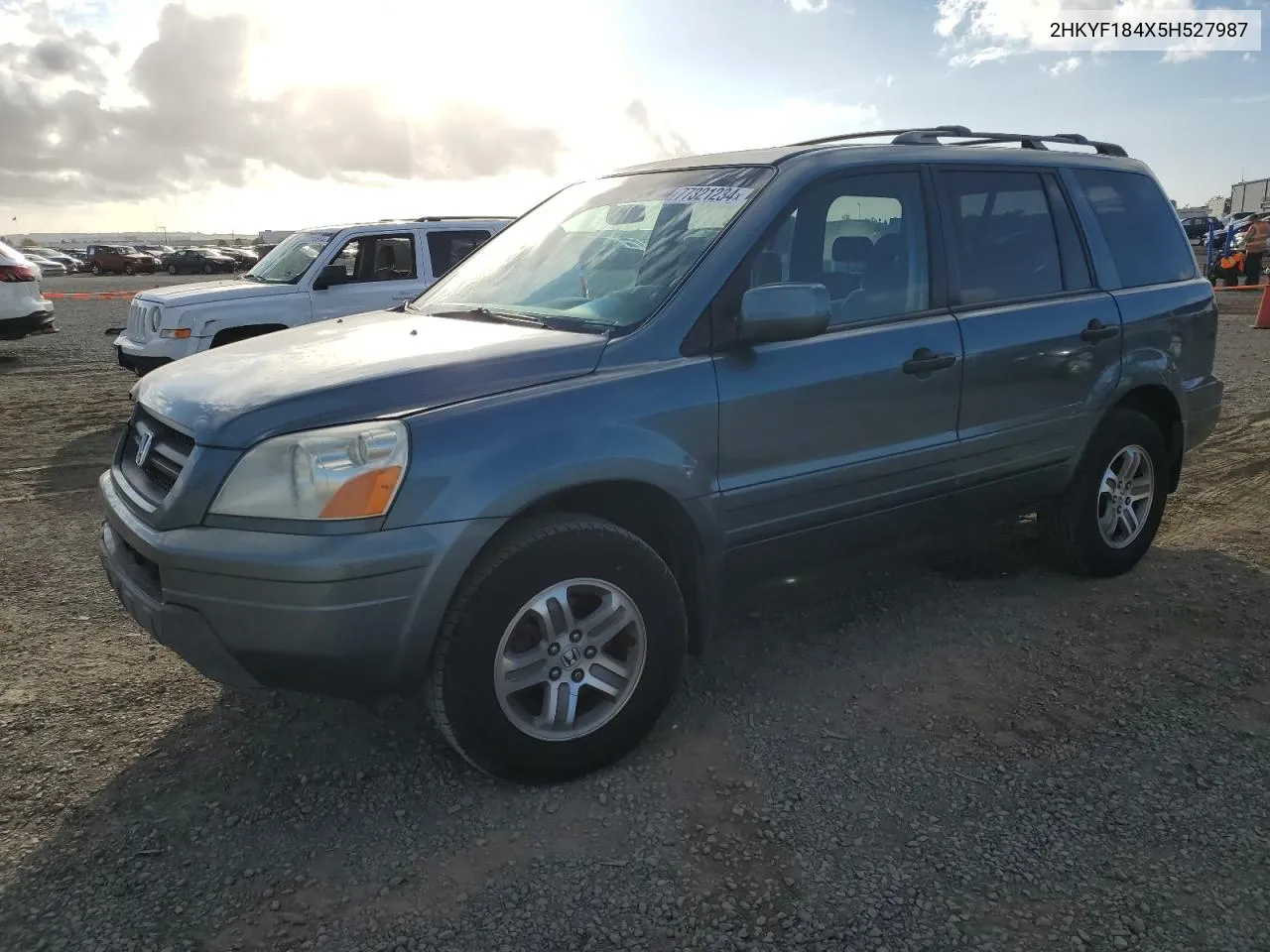 2005 Honda Pilot Ex VIN: 2HKYF184X5H527987 Lot: 77321234