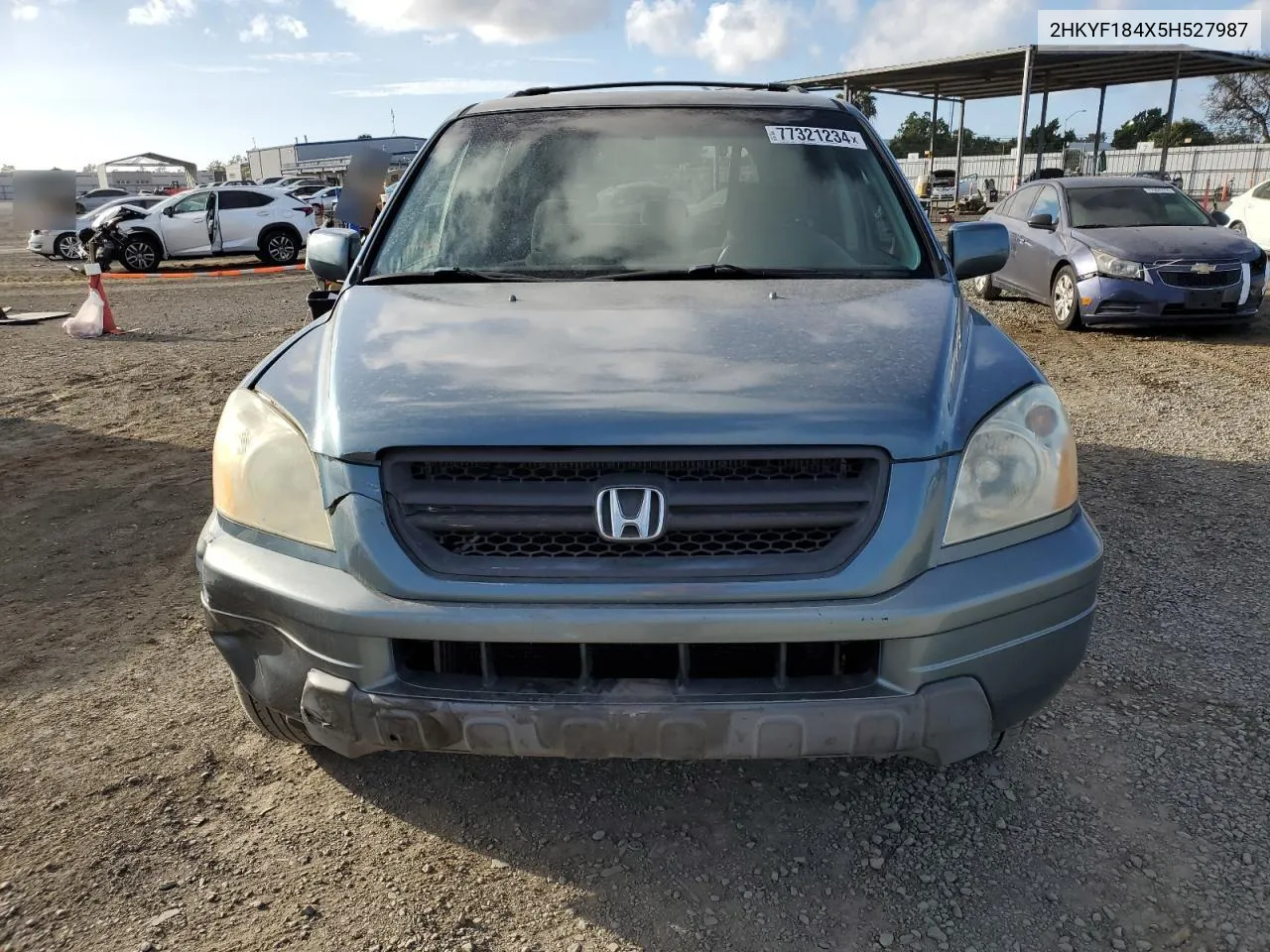 2005 Honda Pilot Ex VIN: 2HKYF184X5H527987 Lot: 77321234