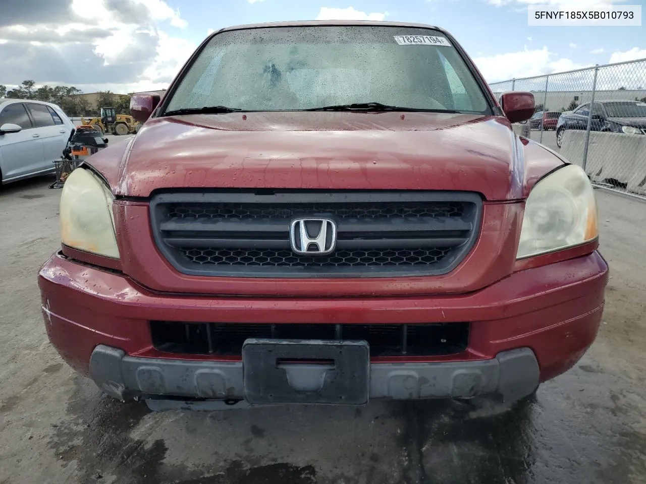 2005 Honda Pilot Exl VIN: 5FNYF185X5B010793 Lot: 78257194