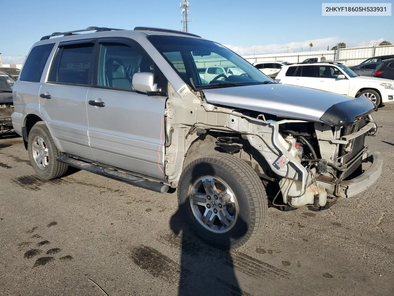 2005 Honda Pilot Exl VIN: 2HKYF18605H533931 Lot: 78536274