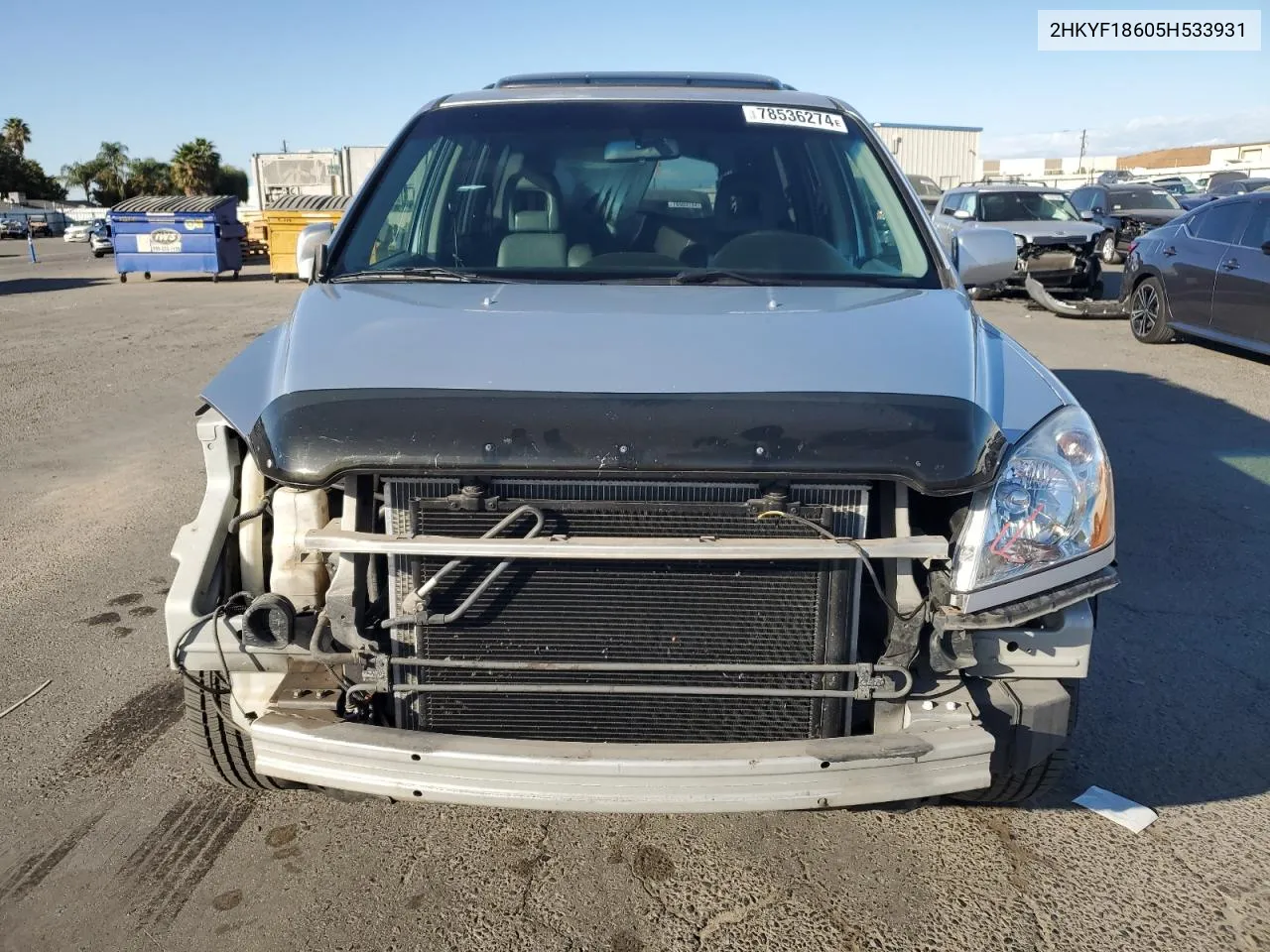 2005 Honda Pilot Exl VIN: 2HKYF18605H533931 Lot: 78536274