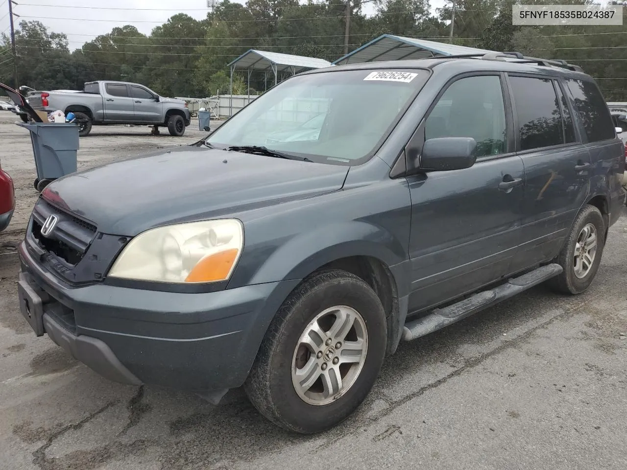 2005 Honda Pilot Exl VIN: 5FNYF18535B024387 Lot: 79626254