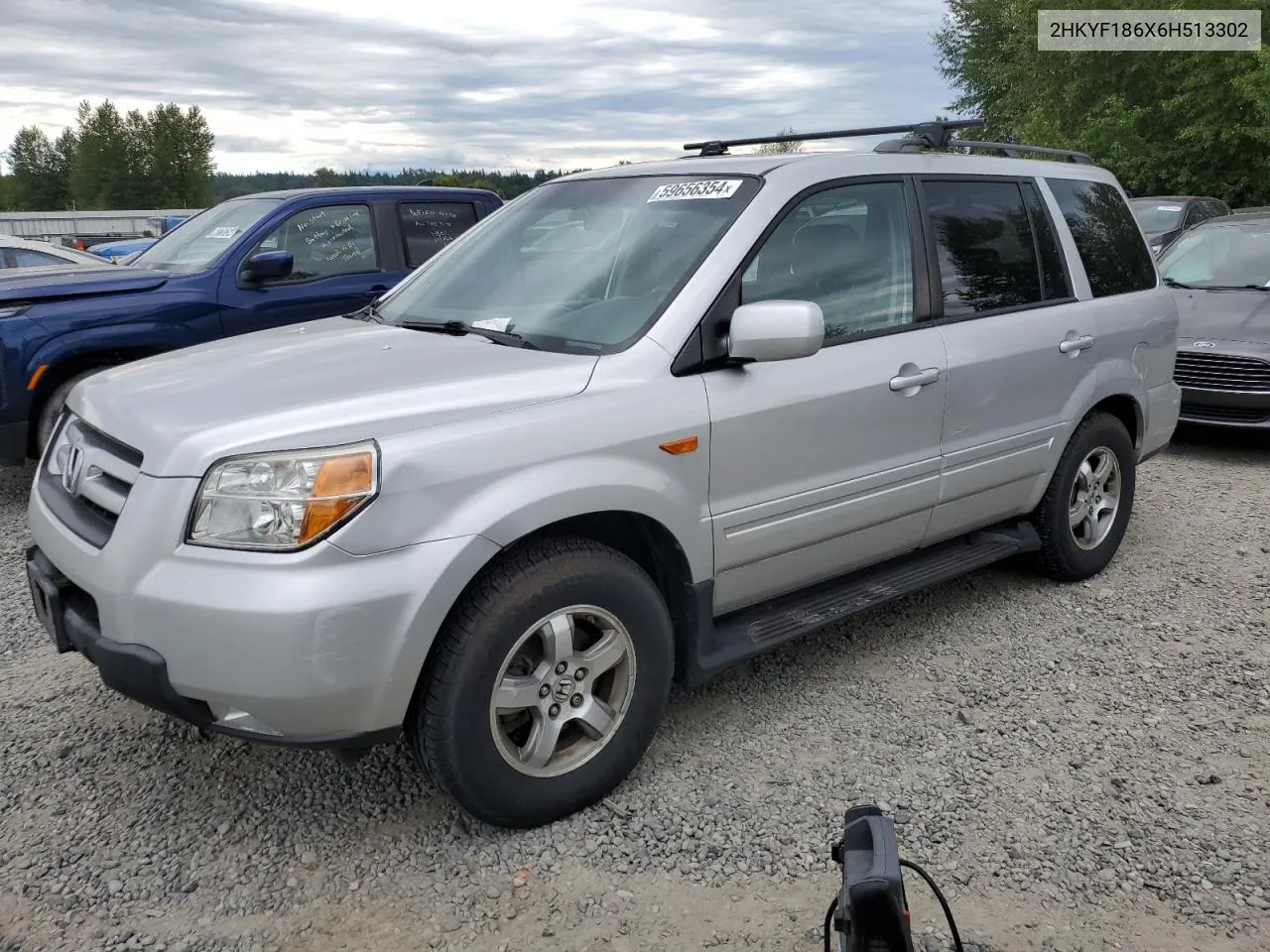 2006 Honda Pilot Ex VIN: 2HKYF186X6H513302 Lot: 59656354