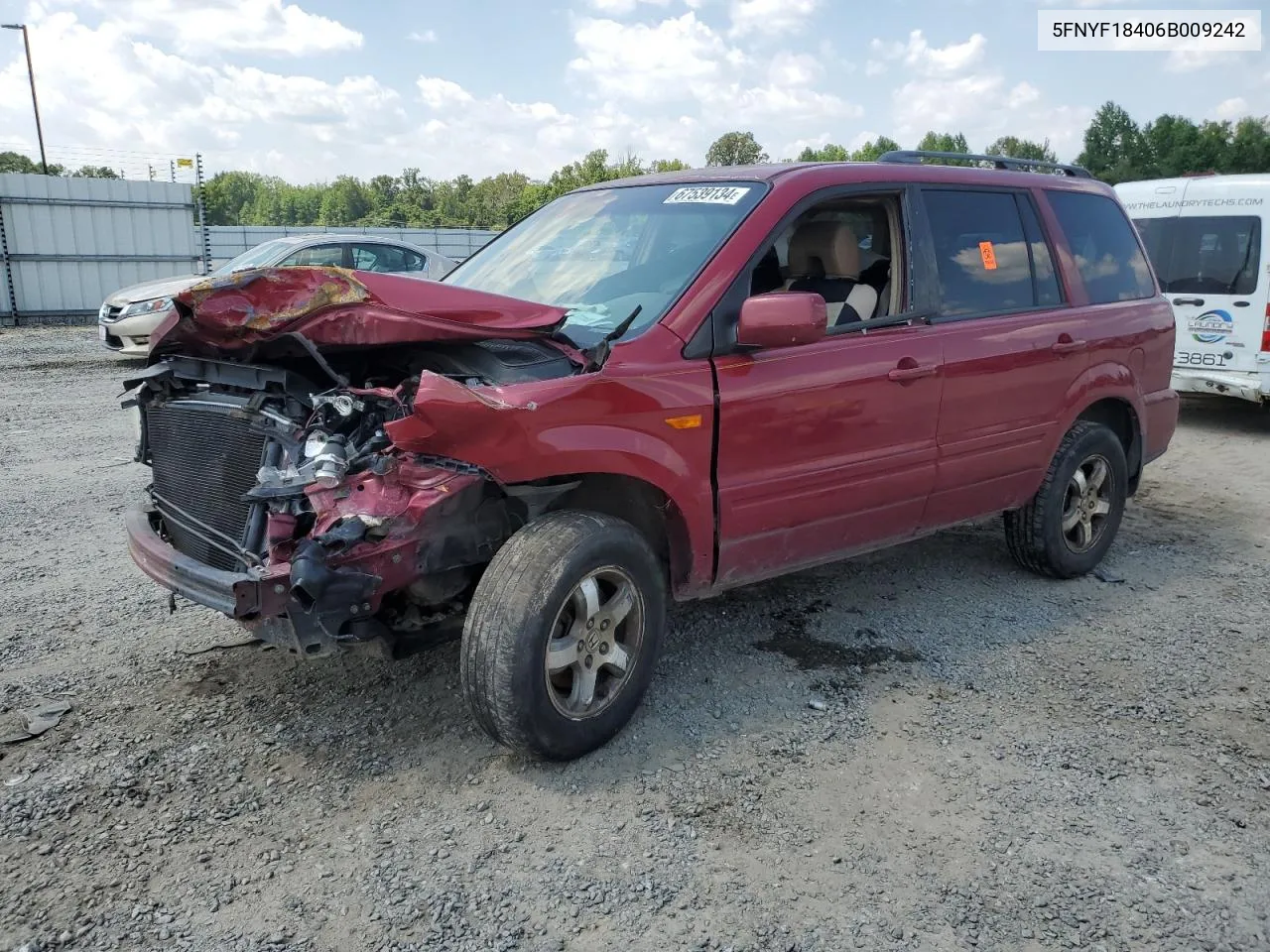 2006 Honda Pilot Ex VIN: 5FNYF18406B009242 Lot: 67539134