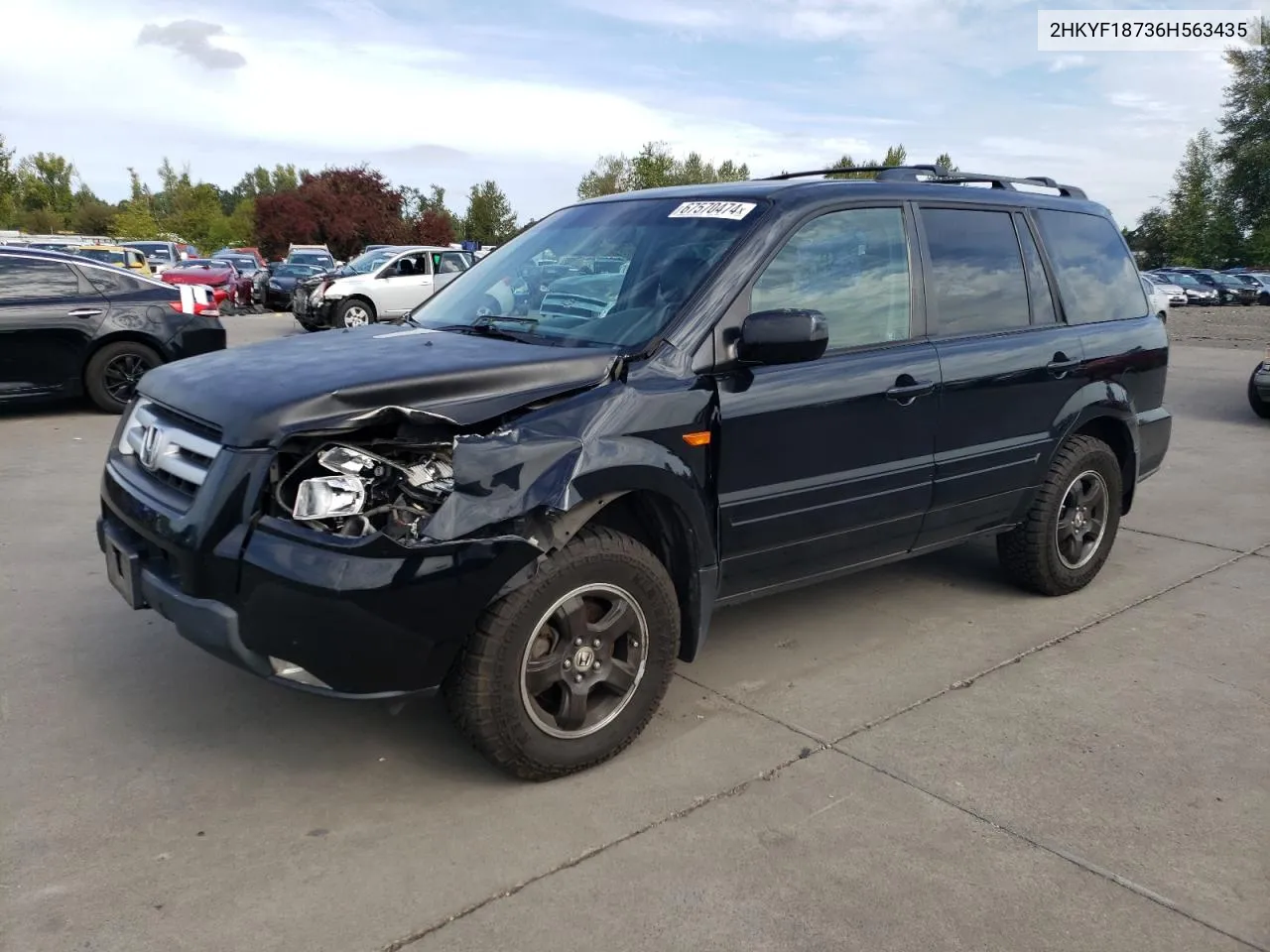 2006 Honda Pilot Ex VIN: 2HKYF18736H563435 Lot: 67570474