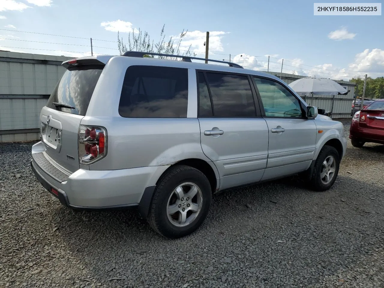 2006 Honda Pilot Ex VIN: 2HKYF18586H552235 Lot: 68223194