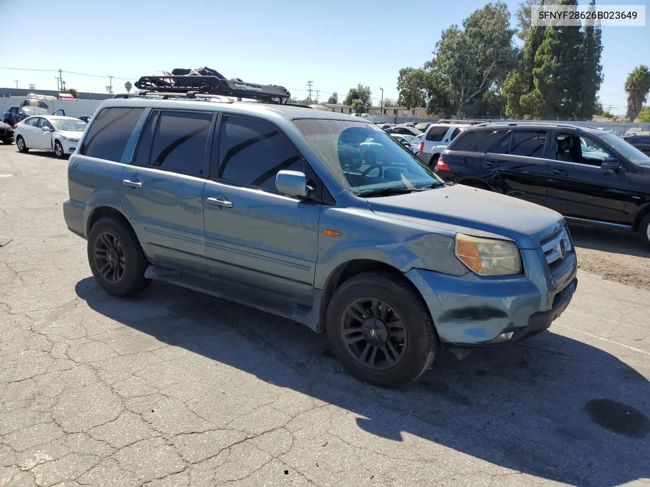 2006 Honda Pilot Ex VIN: 5FNYF28626B023649 Lot: 68329674