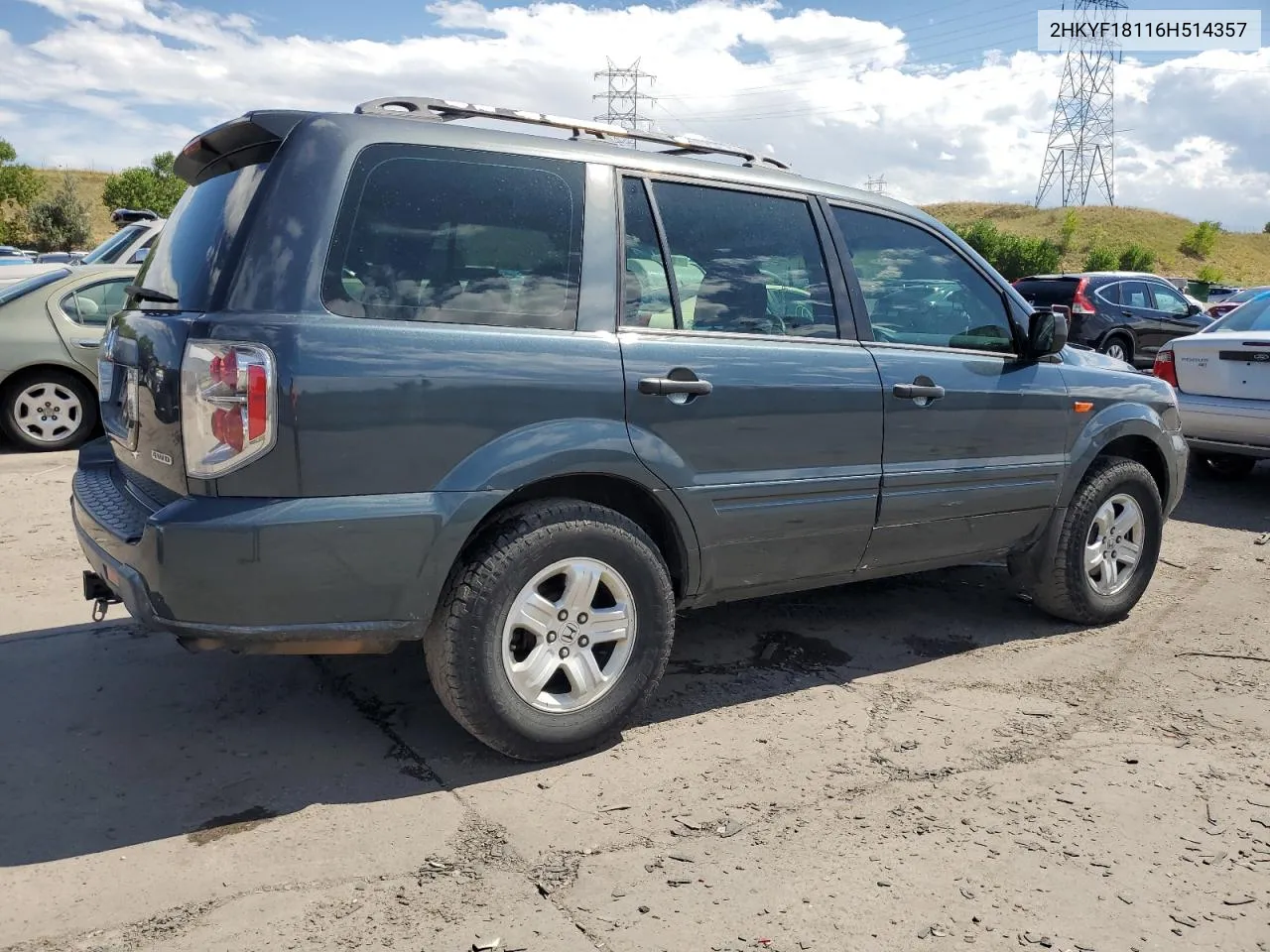 2HKYF18116H514357 2006 Honda Pilot Lx