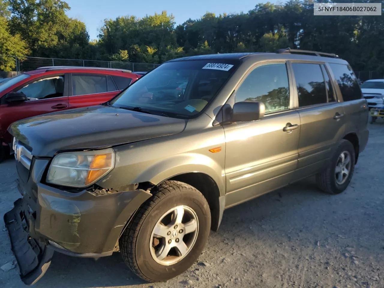 2006 Honda Pilot Ex VIN: 5FNYF18406B027062 Lot: 68874924