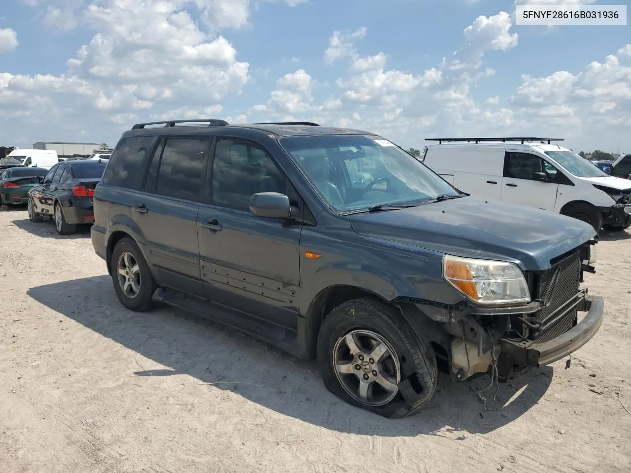 2006 Honda Pilot Ex VIN: 5FNYF28616B031936 Lot: 71614564