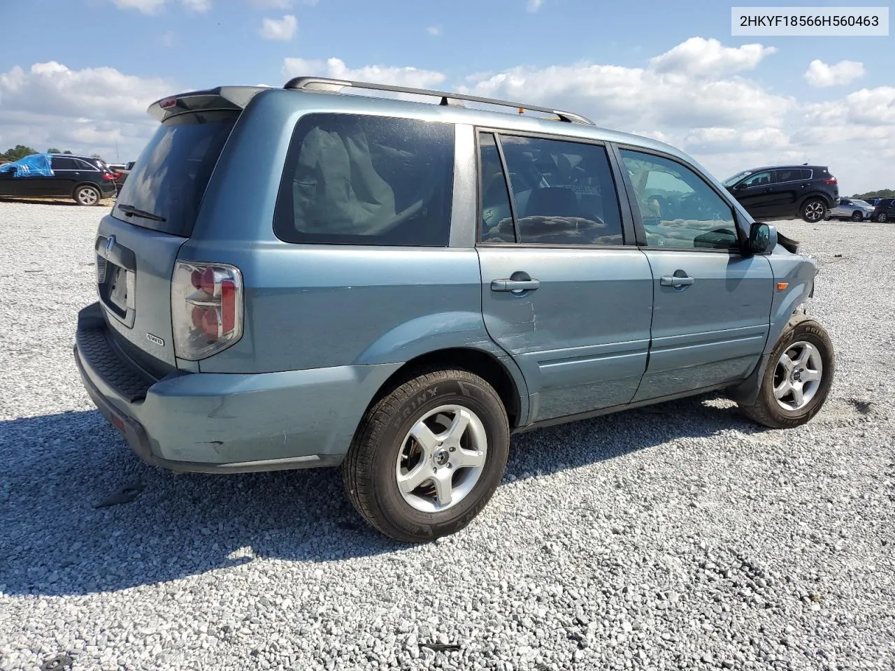 2006 Honda Pilot Ex VIN: 2HKYF18566H560463 Lot: 71869264