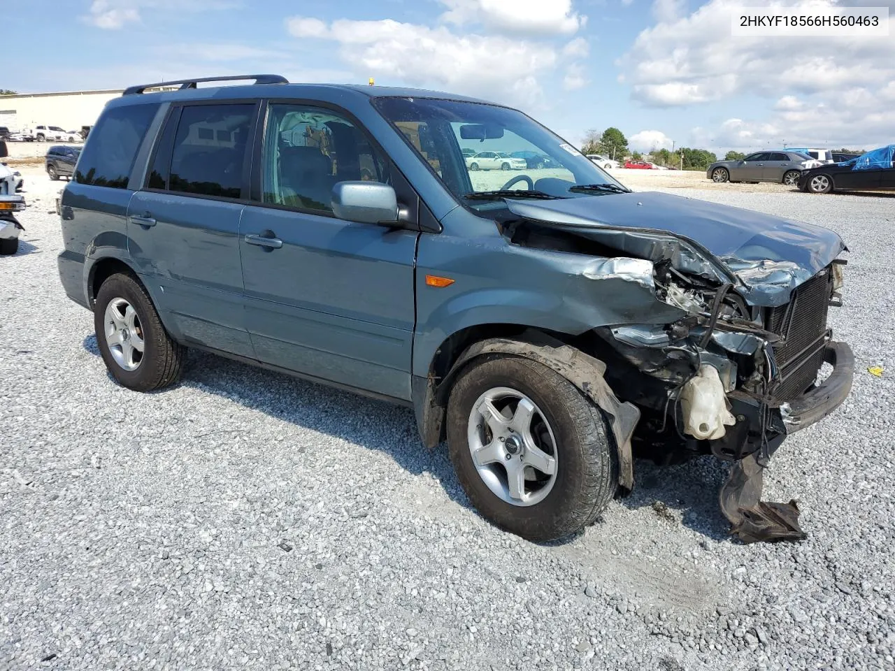 2006 Honda Pilot Ex VIN: 2HKYF18566H560463 Lot: 71869264